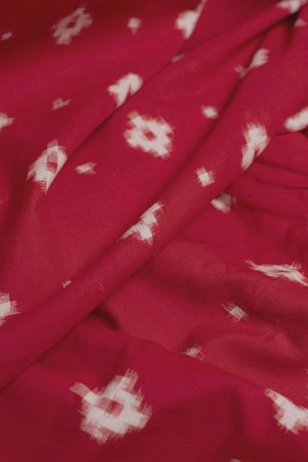 Cream Butta - Red Ikat Cotton Fabric - Image 3
