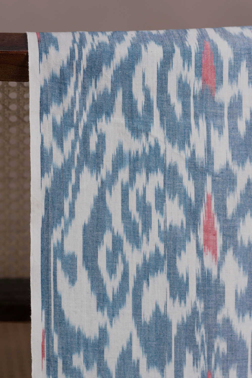 Patterned on Cream Ikat Cotton Fabric