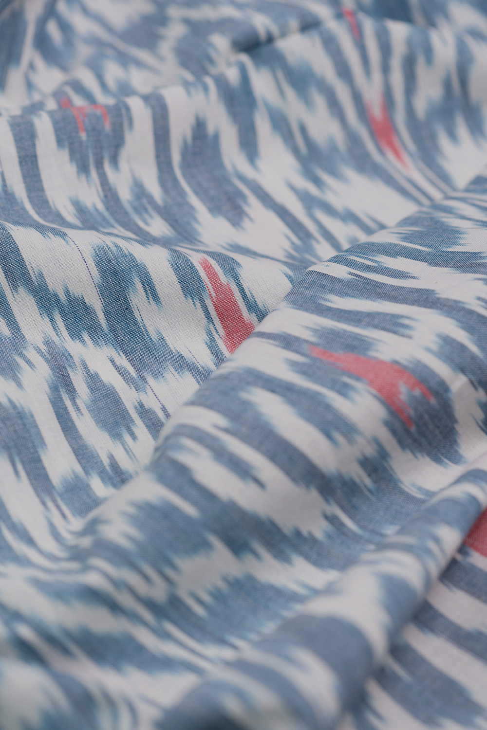Patterned on Cream Ikat Cotton Fabric - Image 3