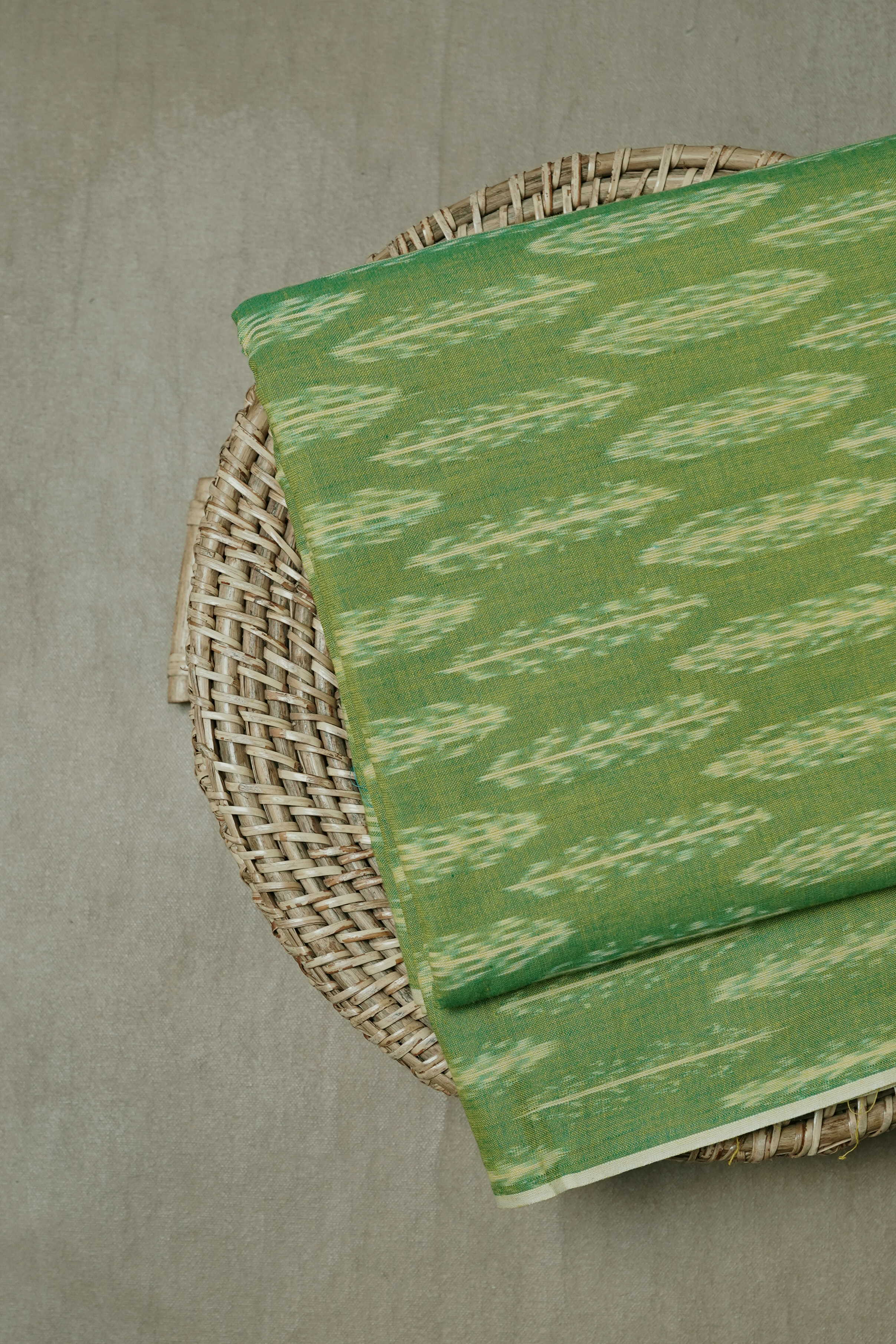 Parakeet Green Ikat Cotton Fabric