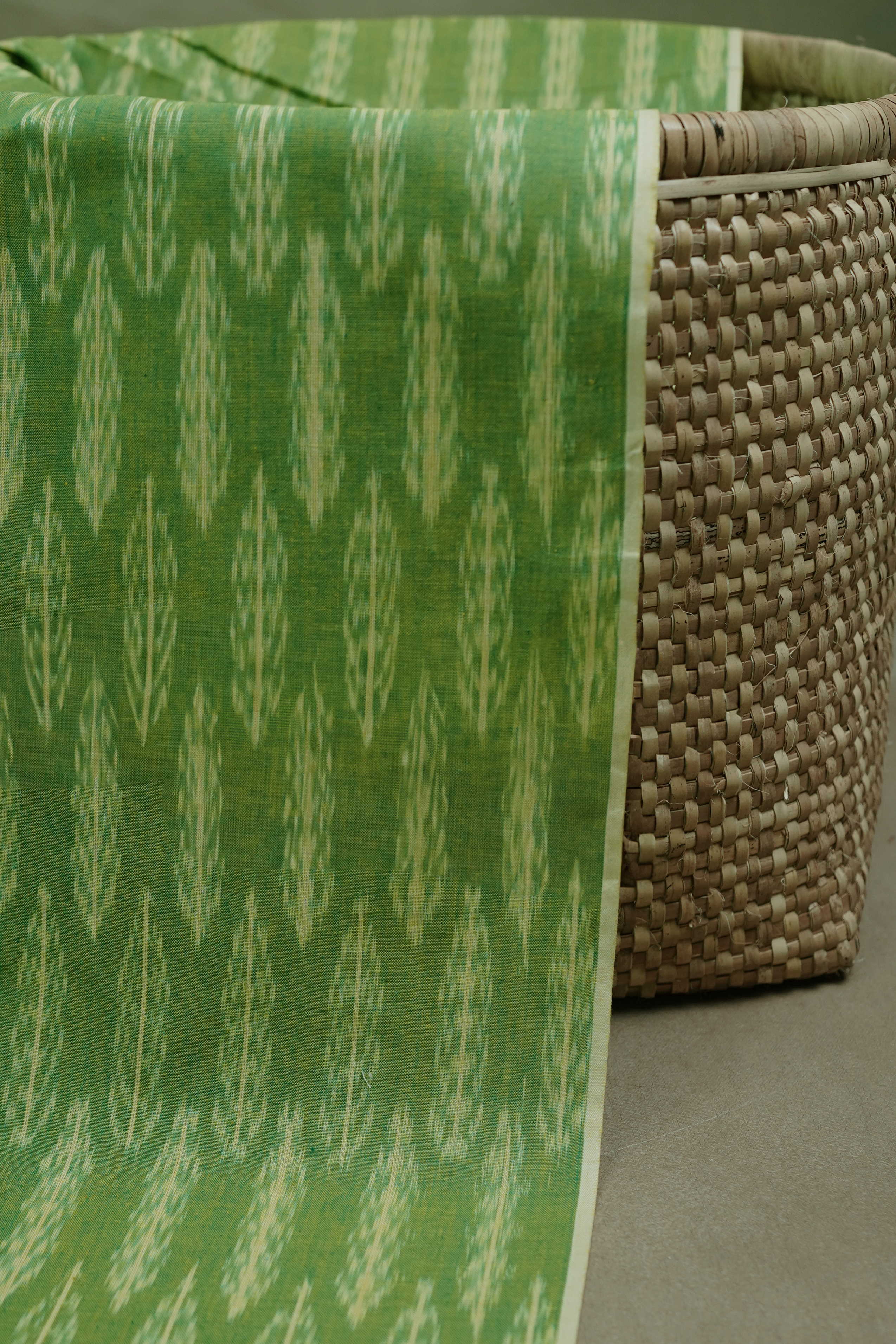 Parakeet Green Ikat Cotton Fabric - Image 3
