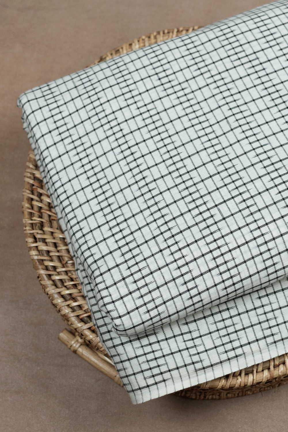 Irregular Lines - Cream Ikat Cotton Fabric