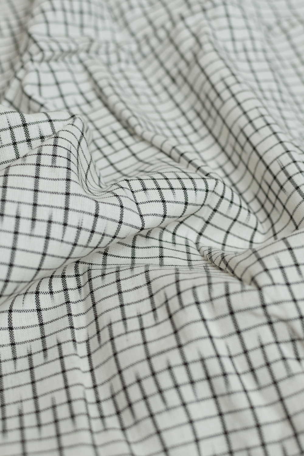 Irregular Lines - Cream Ikat Cotton Fabric - Image 2