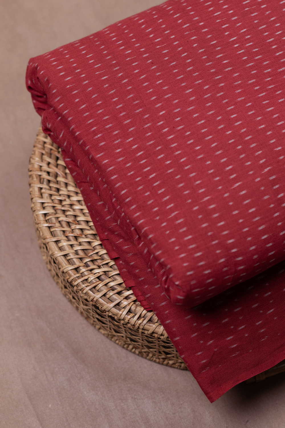 Muted Red Ikat Cotton Fabric
