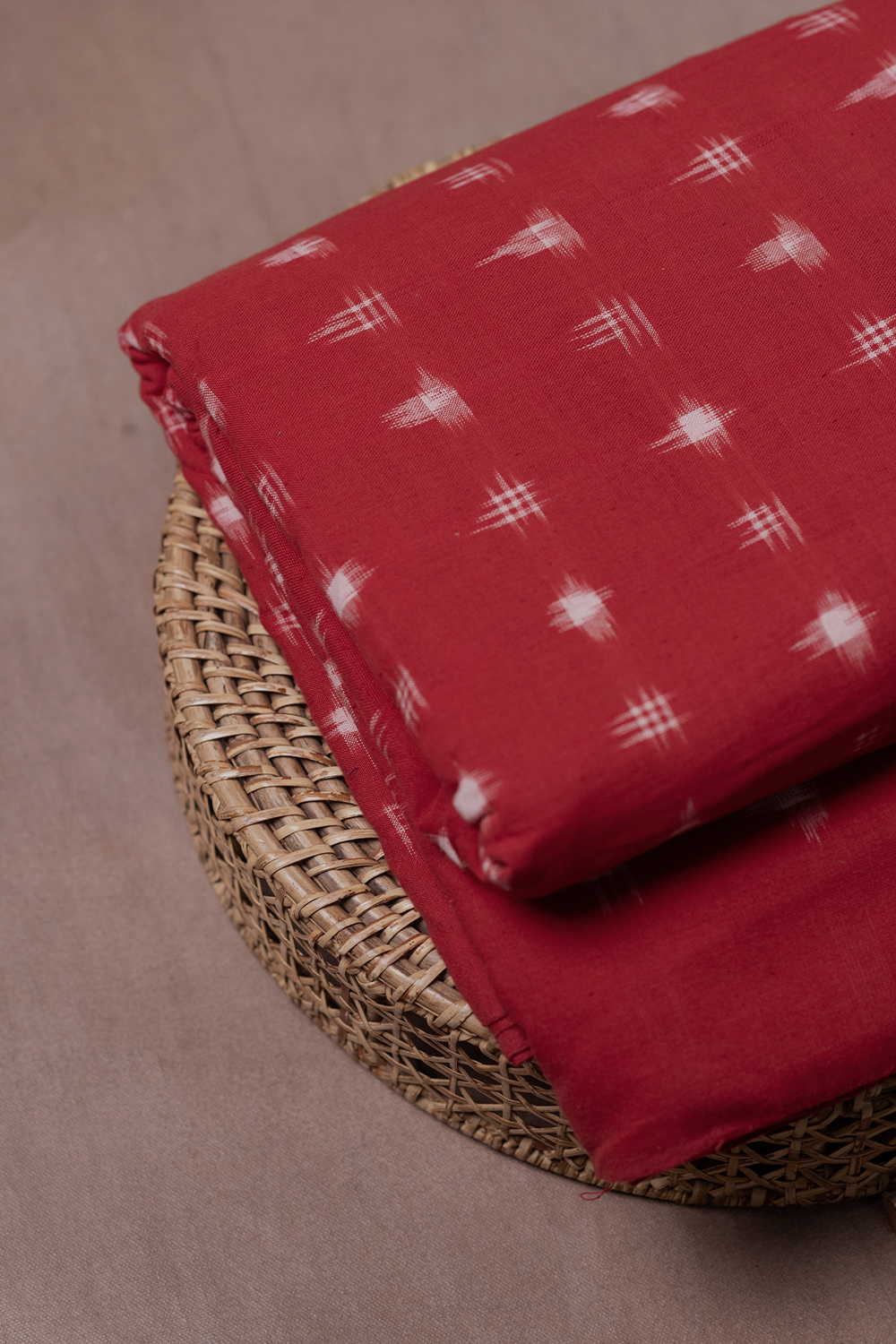 Candy Red - Cream Butta Ikat Cotton Fabric