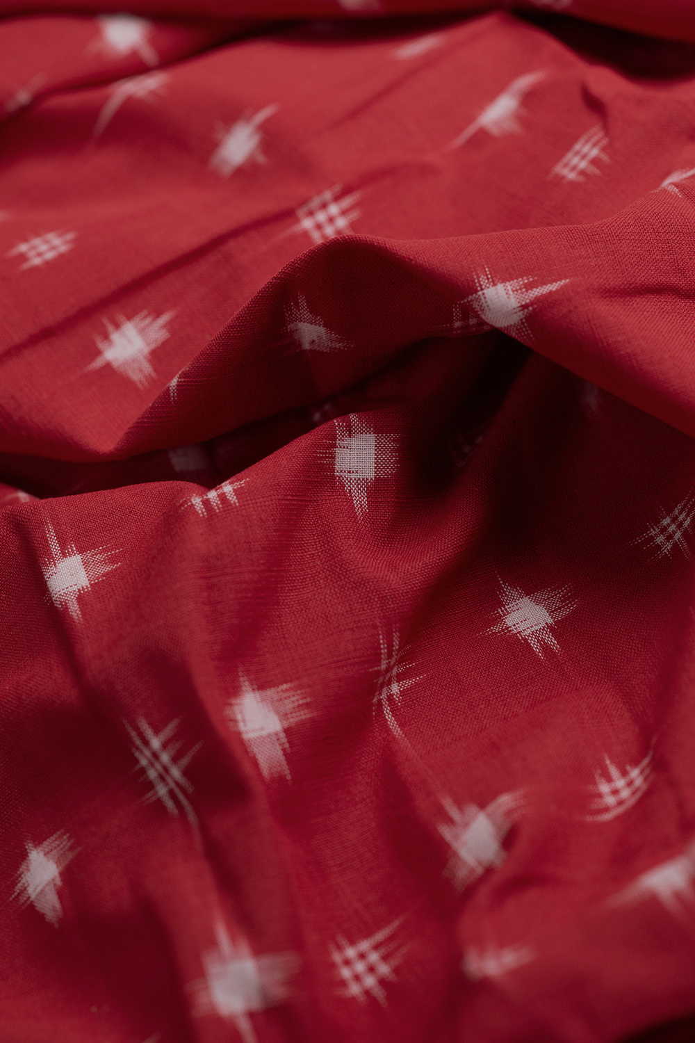 Candy Red - Cream Butta Ikat Cotton Fabric - Image 2