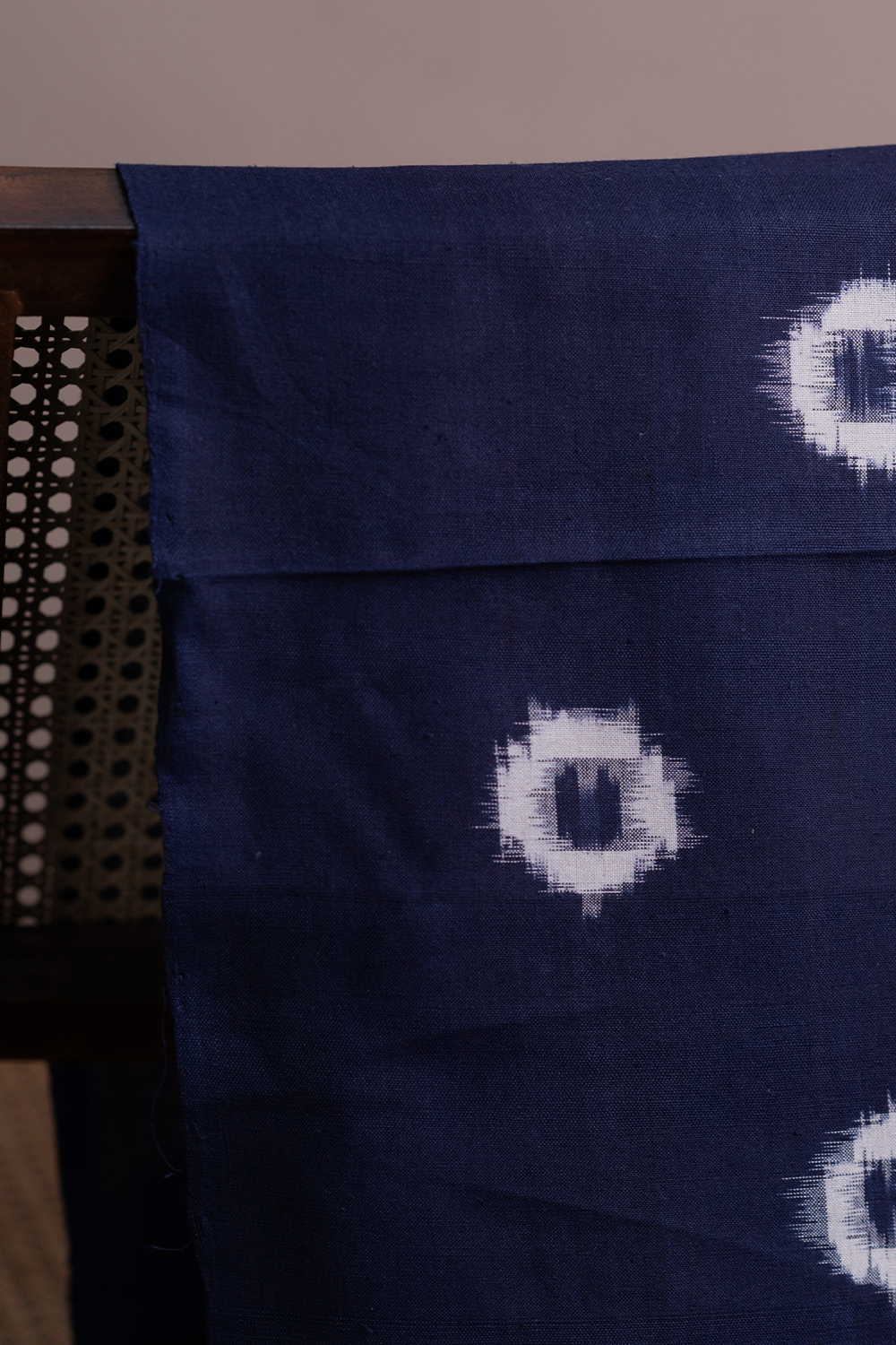 Circle Butta - Blue Ikat Cotton Fabric - Image 2