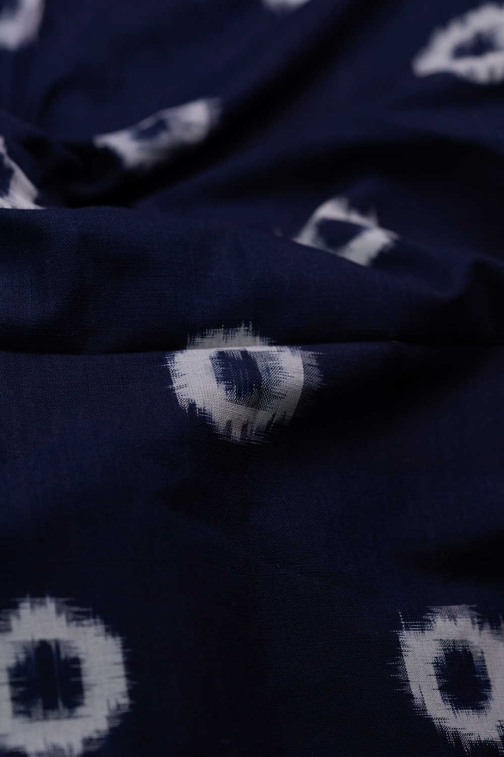 Circle Butta - Blue Ikat Cotton Fabric - Image 3