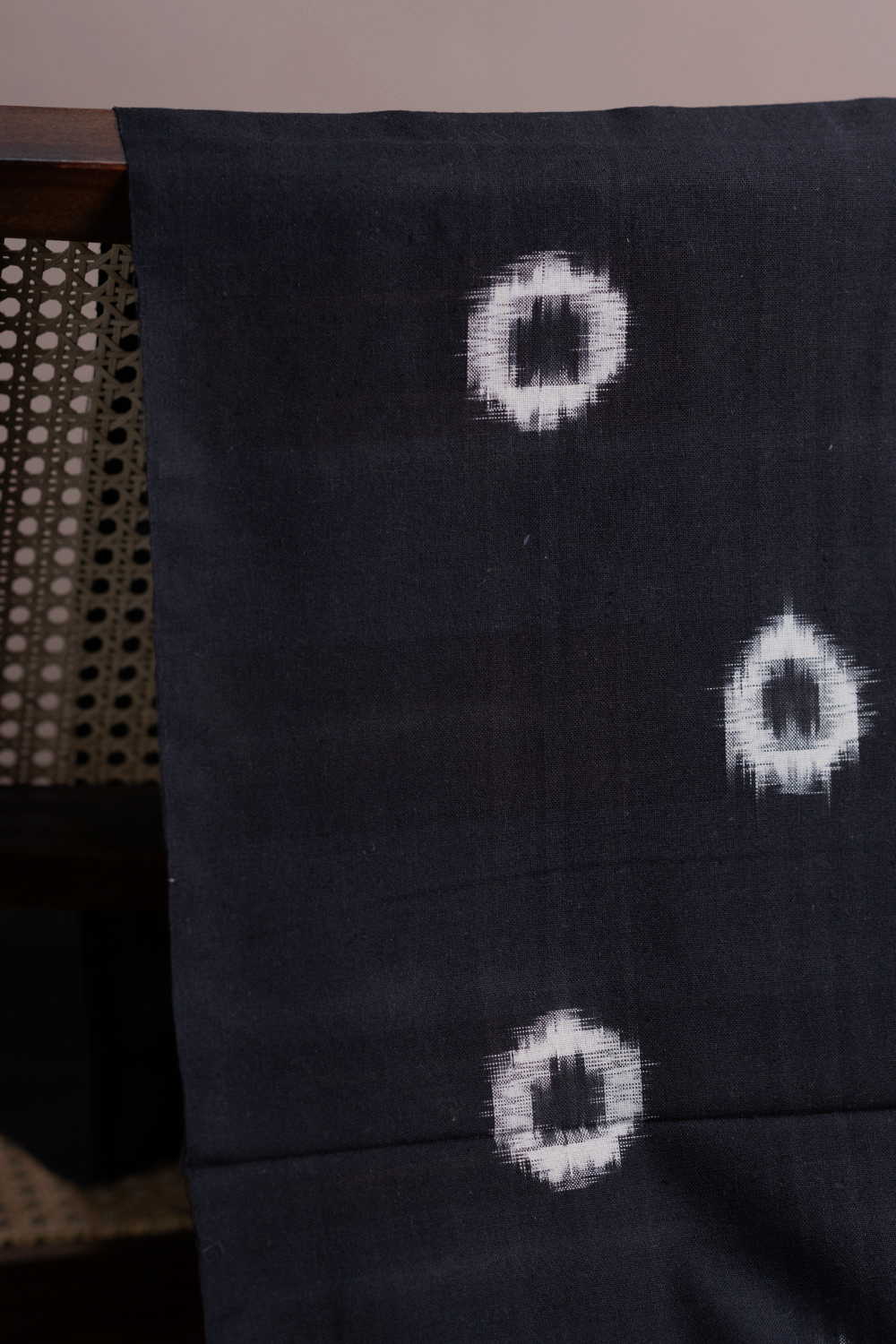 Circle Butta - Black Ikat Cotton Fabric