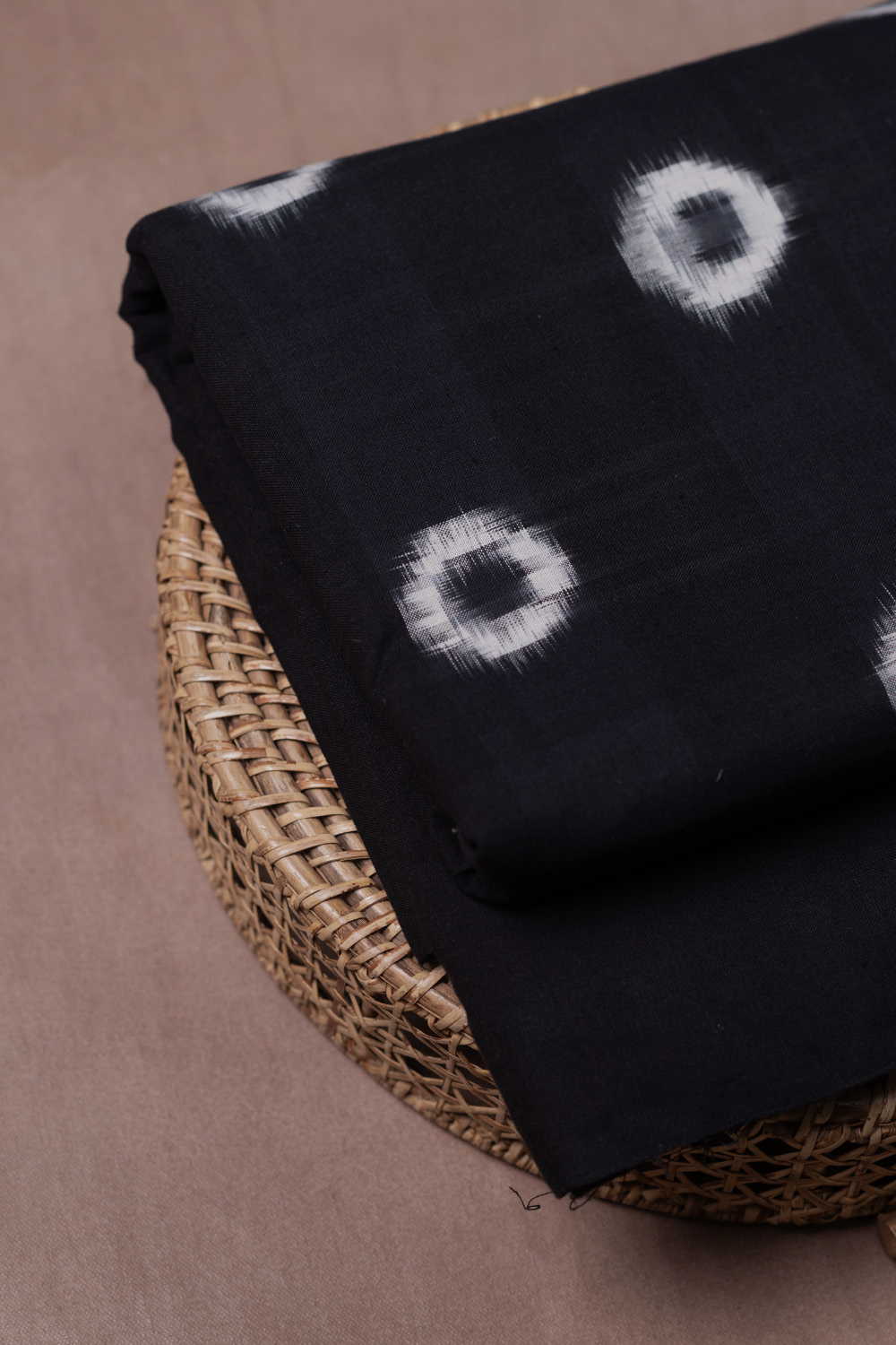 Circle Butta - Black Ikat Cotton Fabric - Image 2