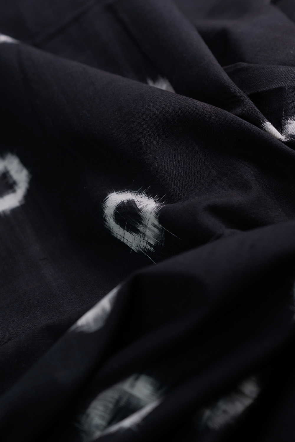 Circle Butta - Black Ikat Cotton Fabric - Image 3