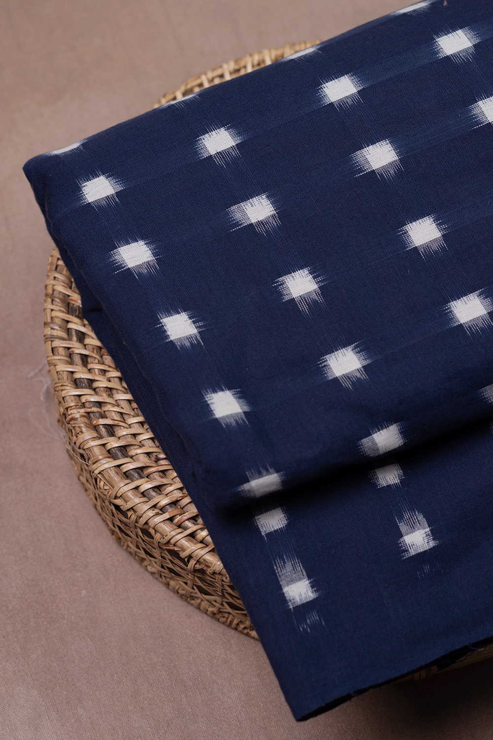 Cream Buttas - Blue Ikat Cotton Fabric