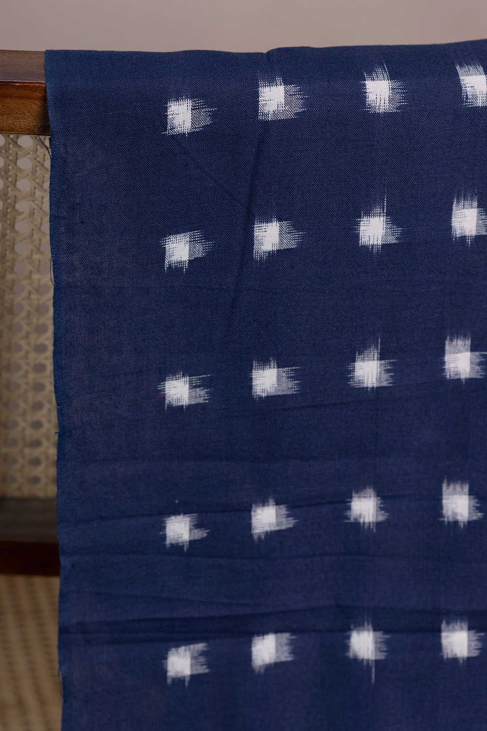Cream Buttas - Blue Ikat Cotton Fabric - Image 2