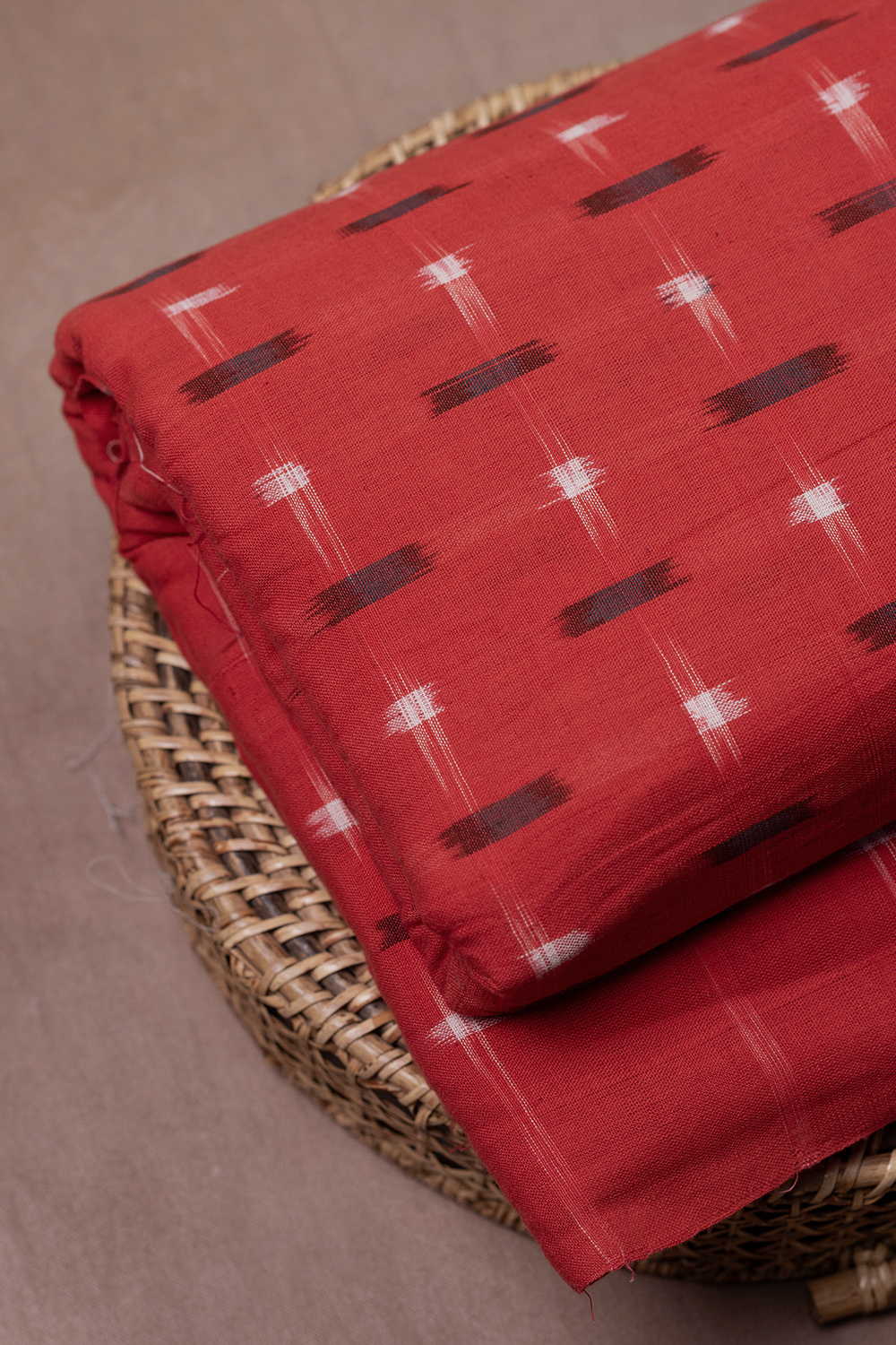Candy Red Ikat Cotton Fabric