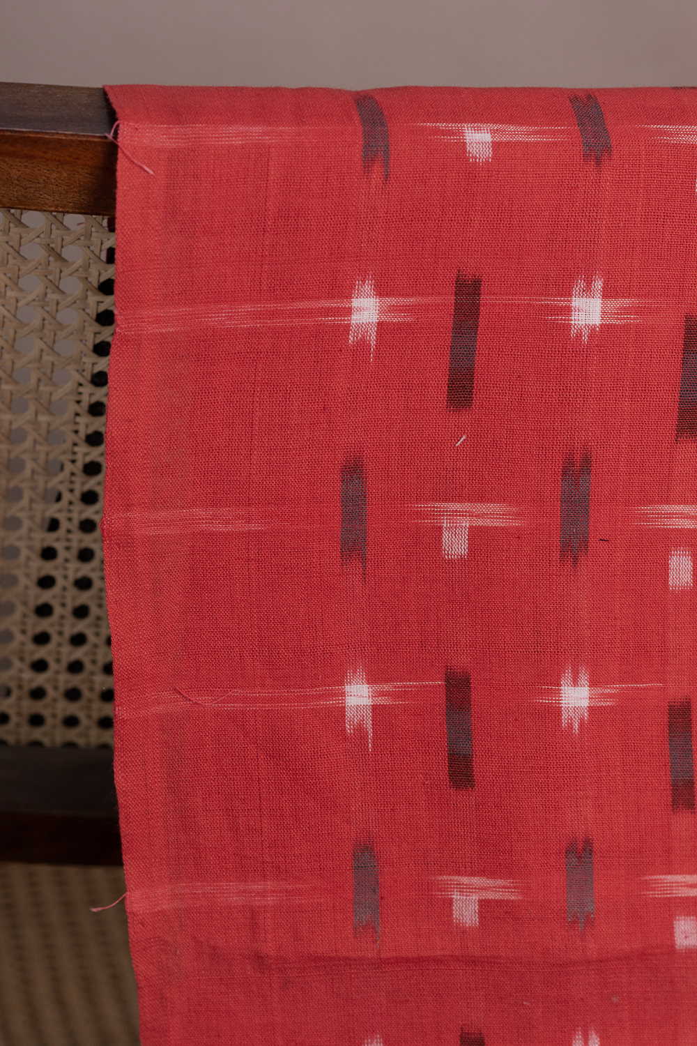 Candy Red Ikat Cotton Fabric - Image 2