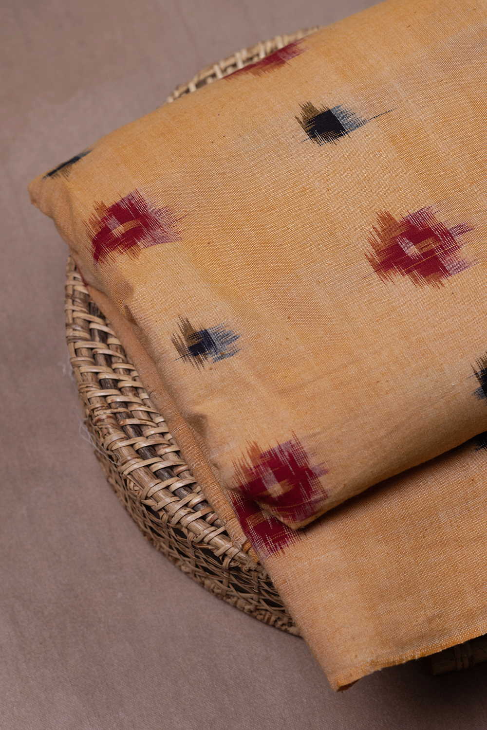 Beige with Buttas Ikat Cotton Fabric