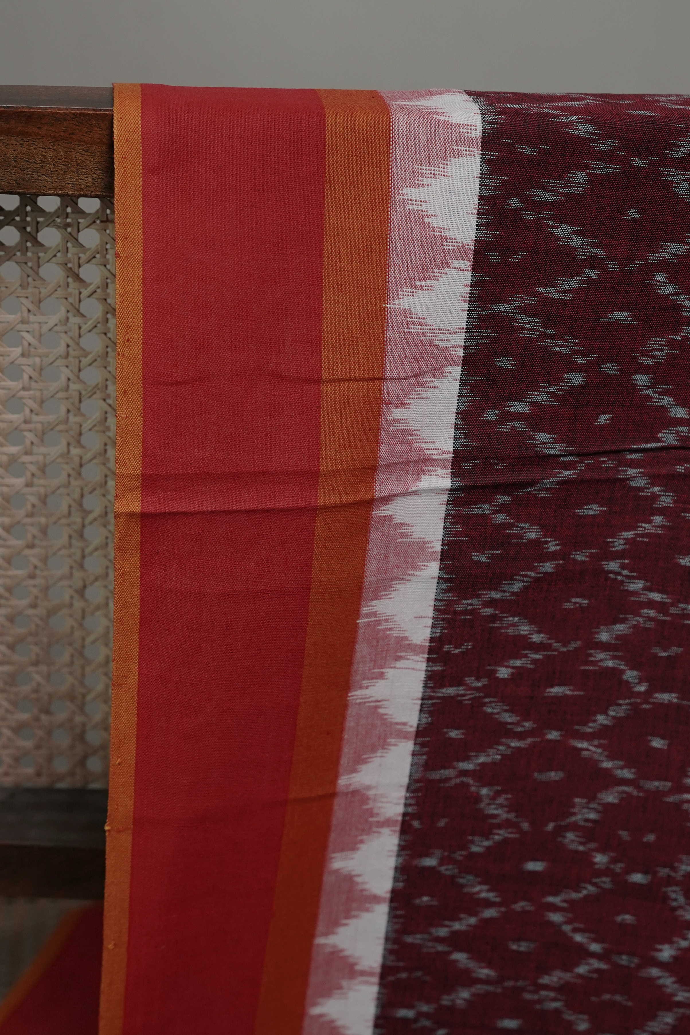 Brown with Border Ikat Cotton Fabric - Image 2