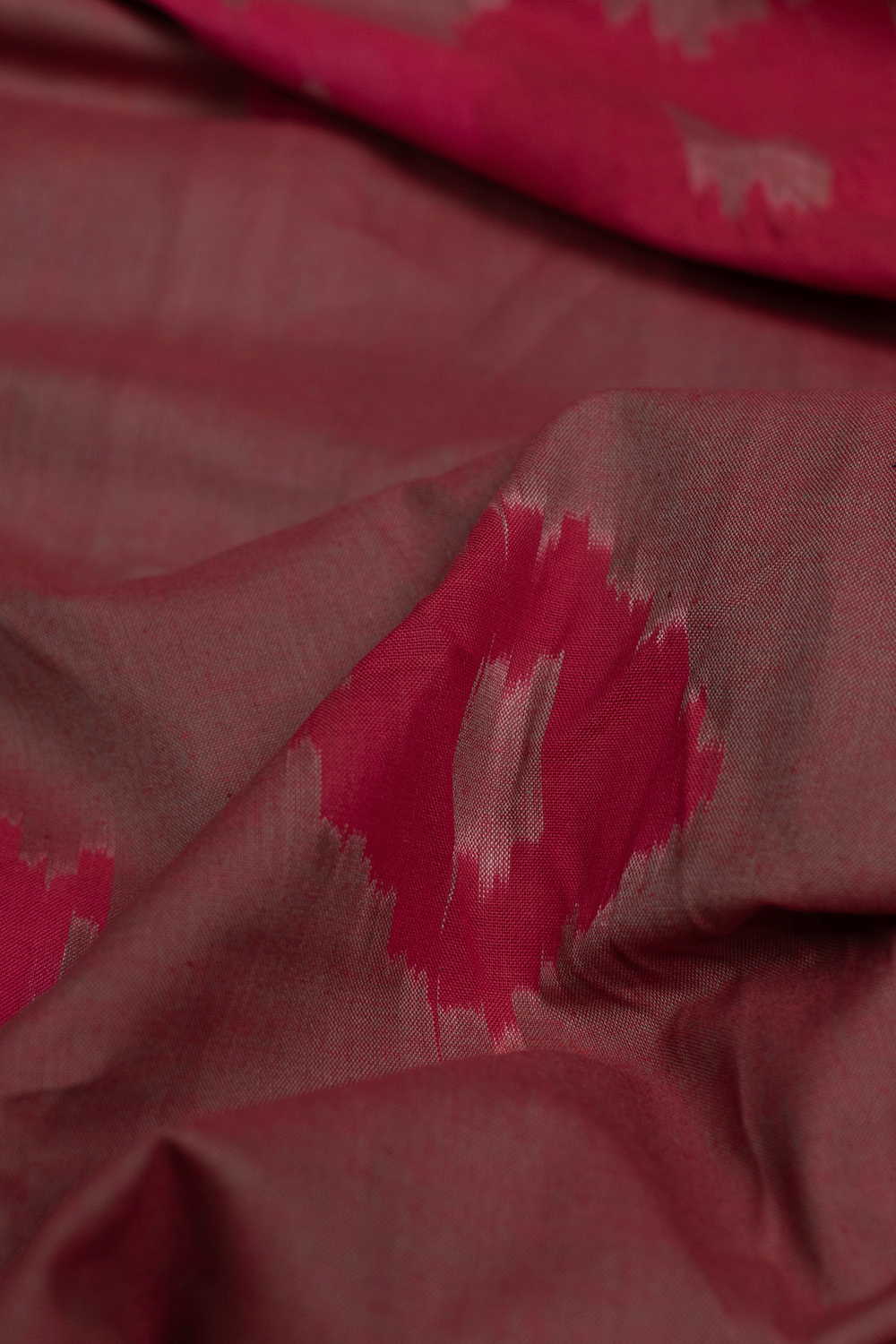 Dual shaded Maroon Ikat Cotton Fabric - Image 3