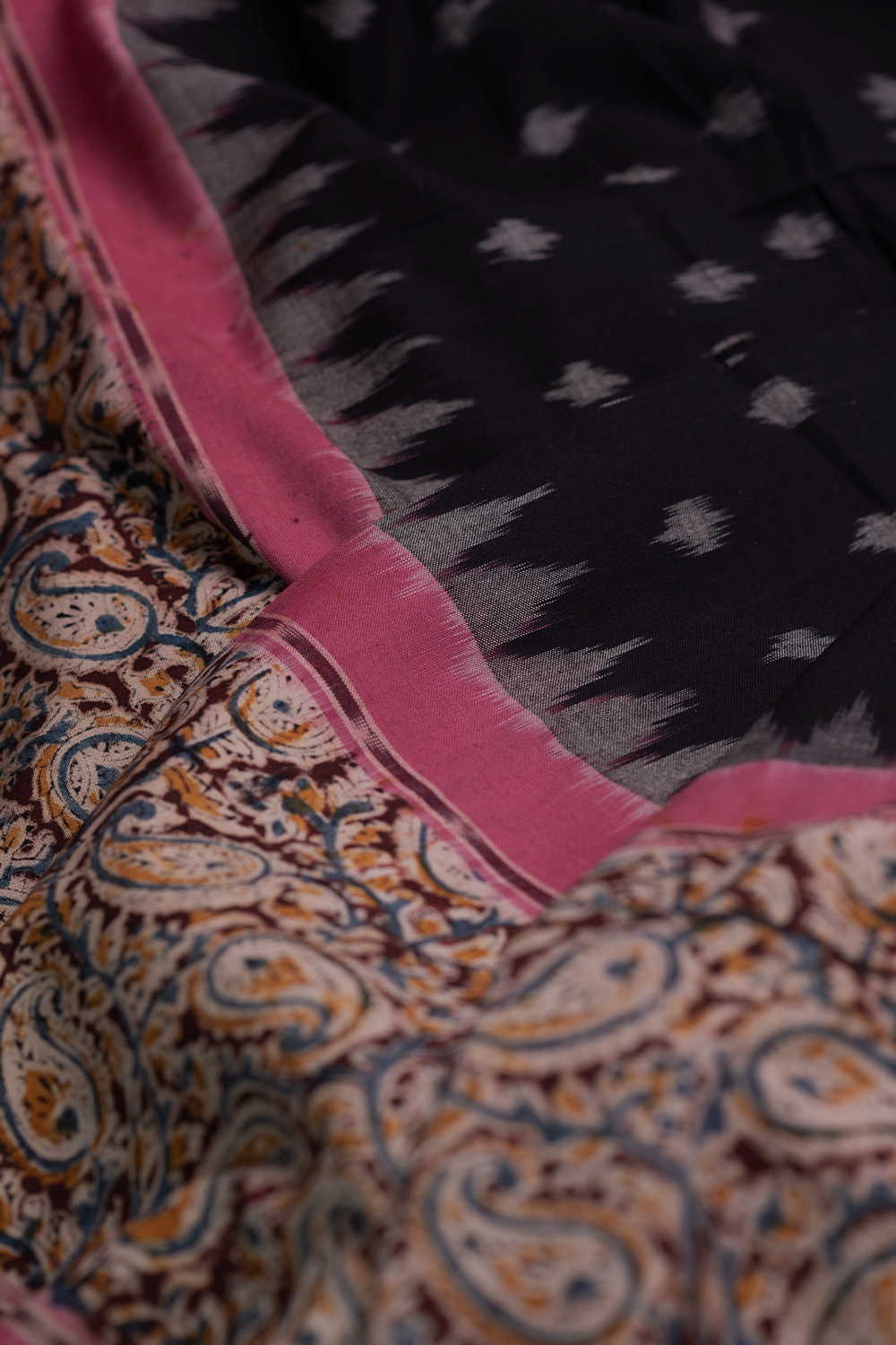 Paisley Printed Border on Ikat Cotton Fabric - Image 2