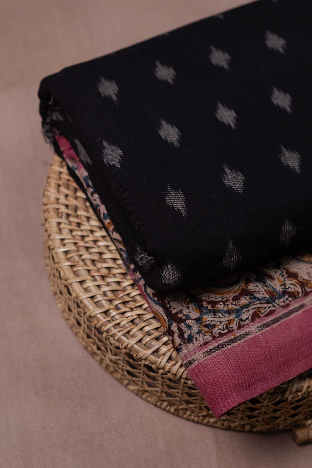 Paisley Printed Border on Ikat Cotton Fabric - Image 3