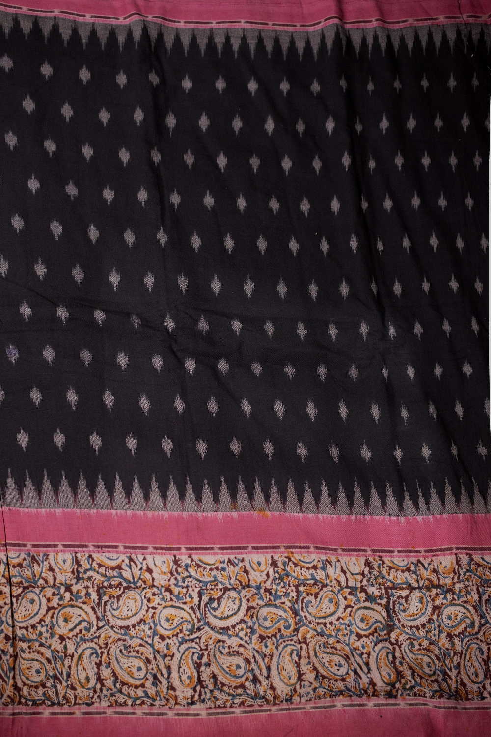 Paisley Printed Border on Ikat Cotton Fabric - Image 4