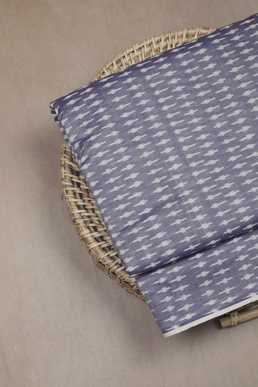 Greyish Blue Ikat Cotton Fabric