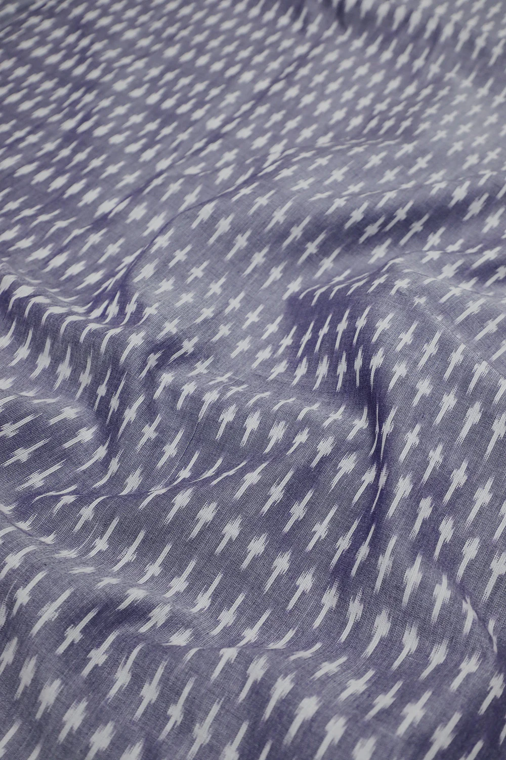 Greyish Blue Ikat Cotton Fabric - Image 2