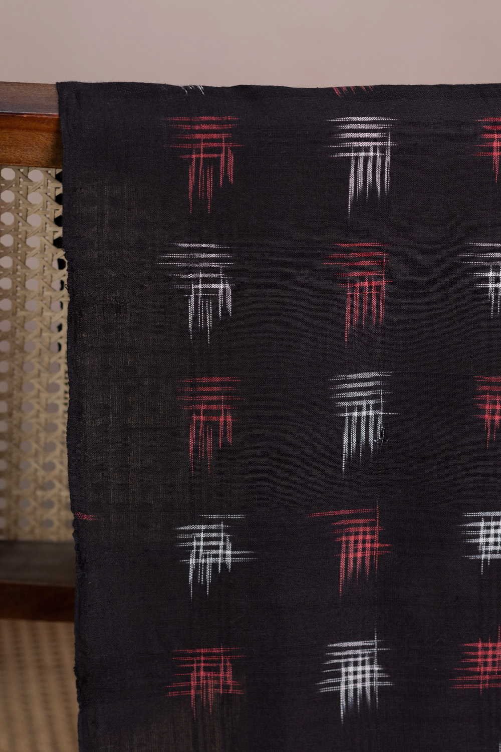 Maroon & Cream Butta Ikat Cotton Fabric