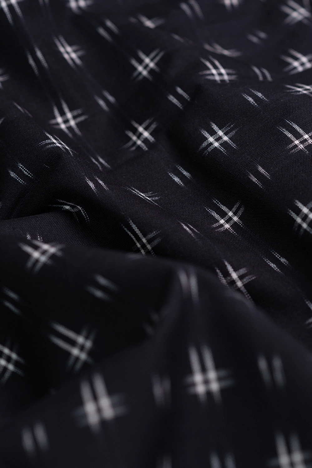 Pitch Black Ikat Cotton Fabric - Image 2
