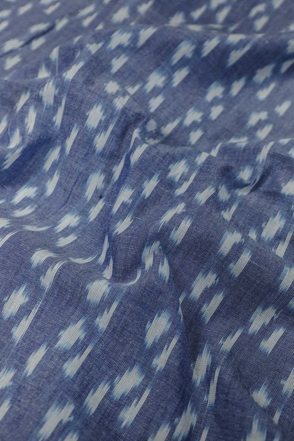Greyish Blue Ikat Cotton Fabric - Image 3