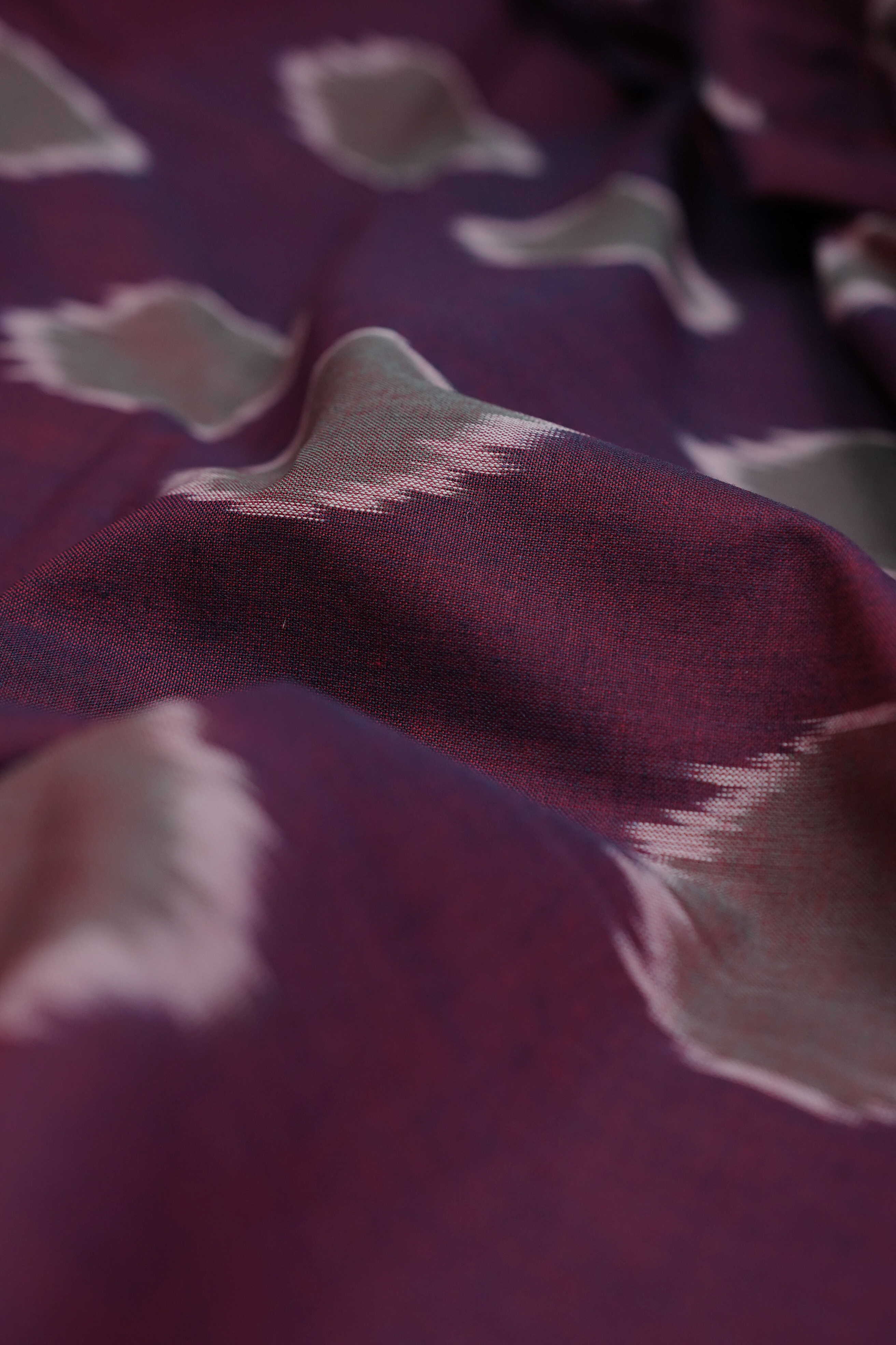 Polka on Purple Ikat Cotton Fabric - Image 3