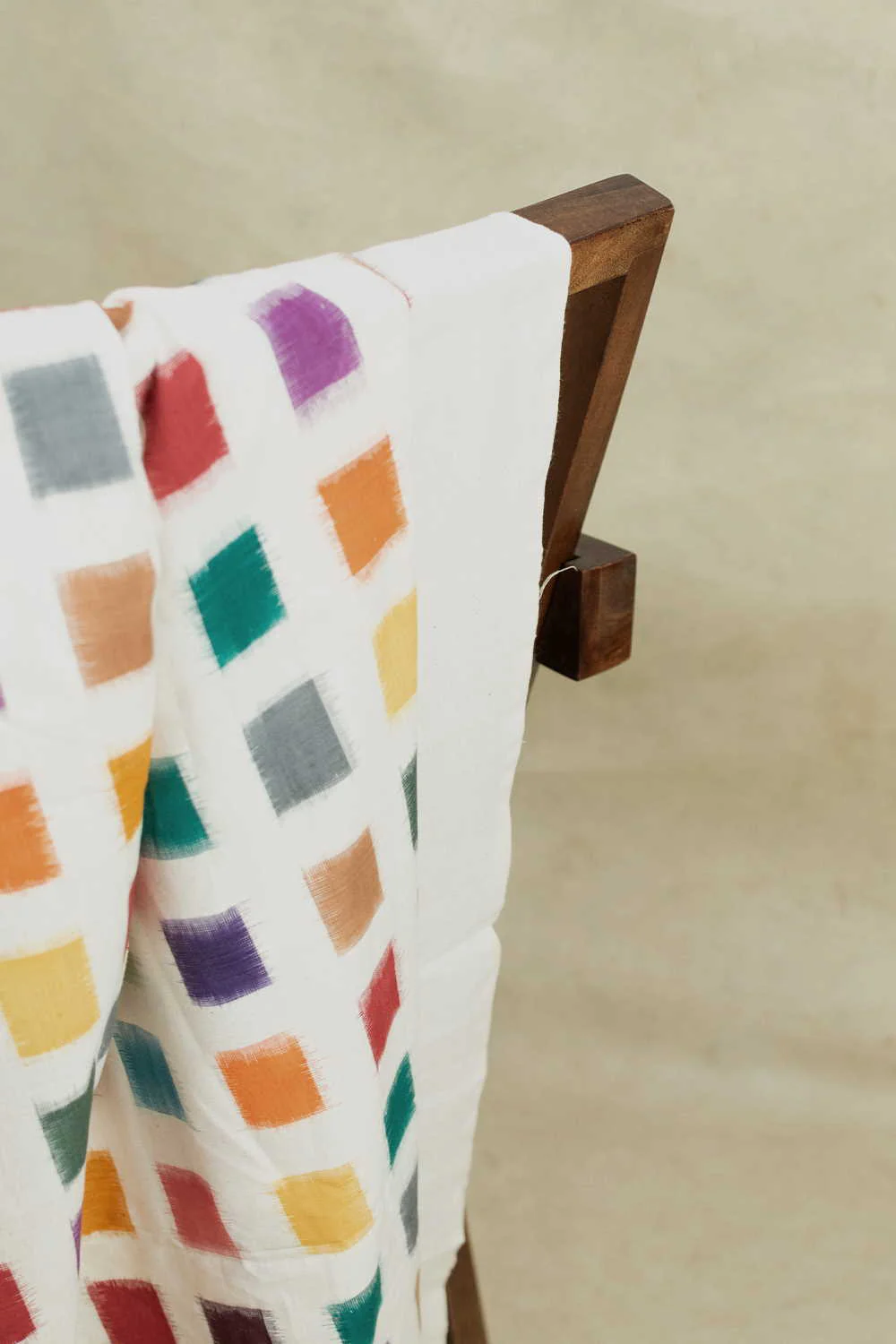 Multi-Coloured Square's Ikat Cotton Fabric