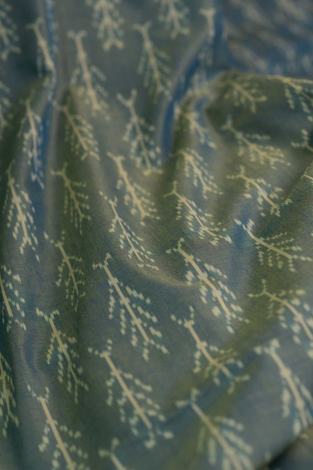 Lighter Green Mercerized Ikat Cotton Fabric - Image 3