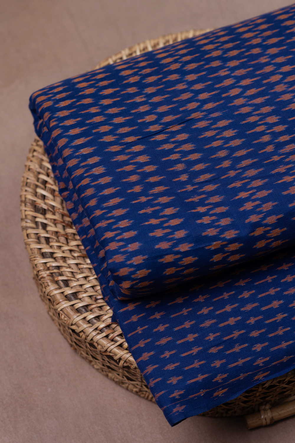 Dark Blue with Tiny Buttas Mercerized Ikat Cotton Fabric