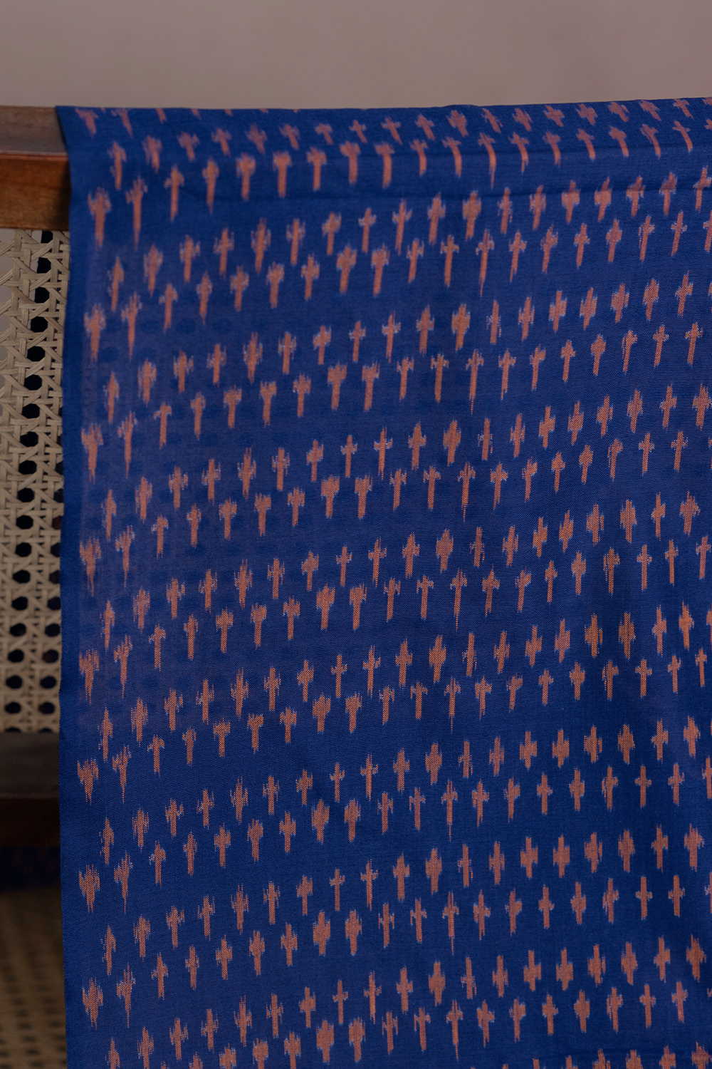 Dark Blue with Tiny Buttas Mercerized Ikat Cotton Fabric - Image 2