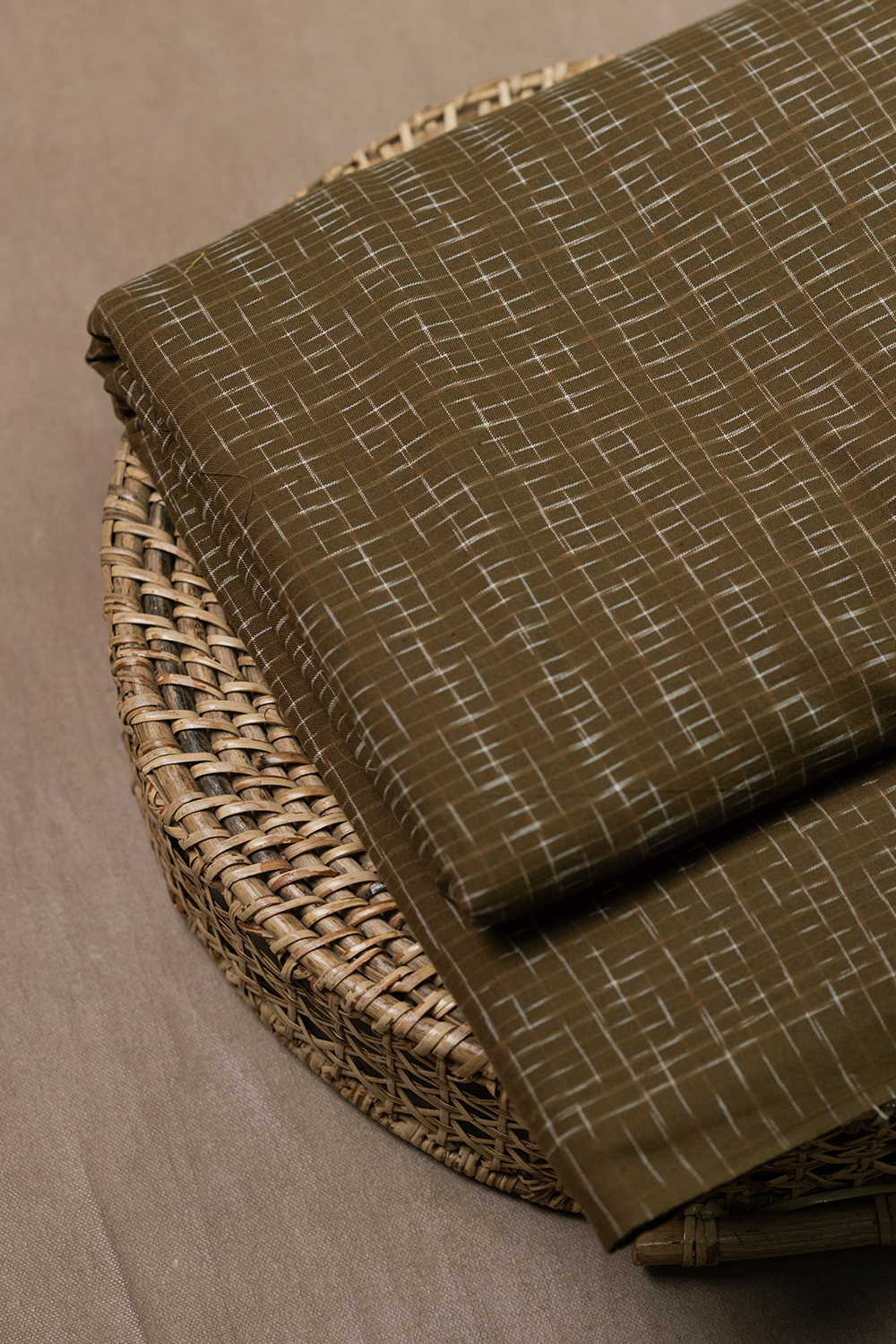 Olive Green Ikat Cotton Fabric