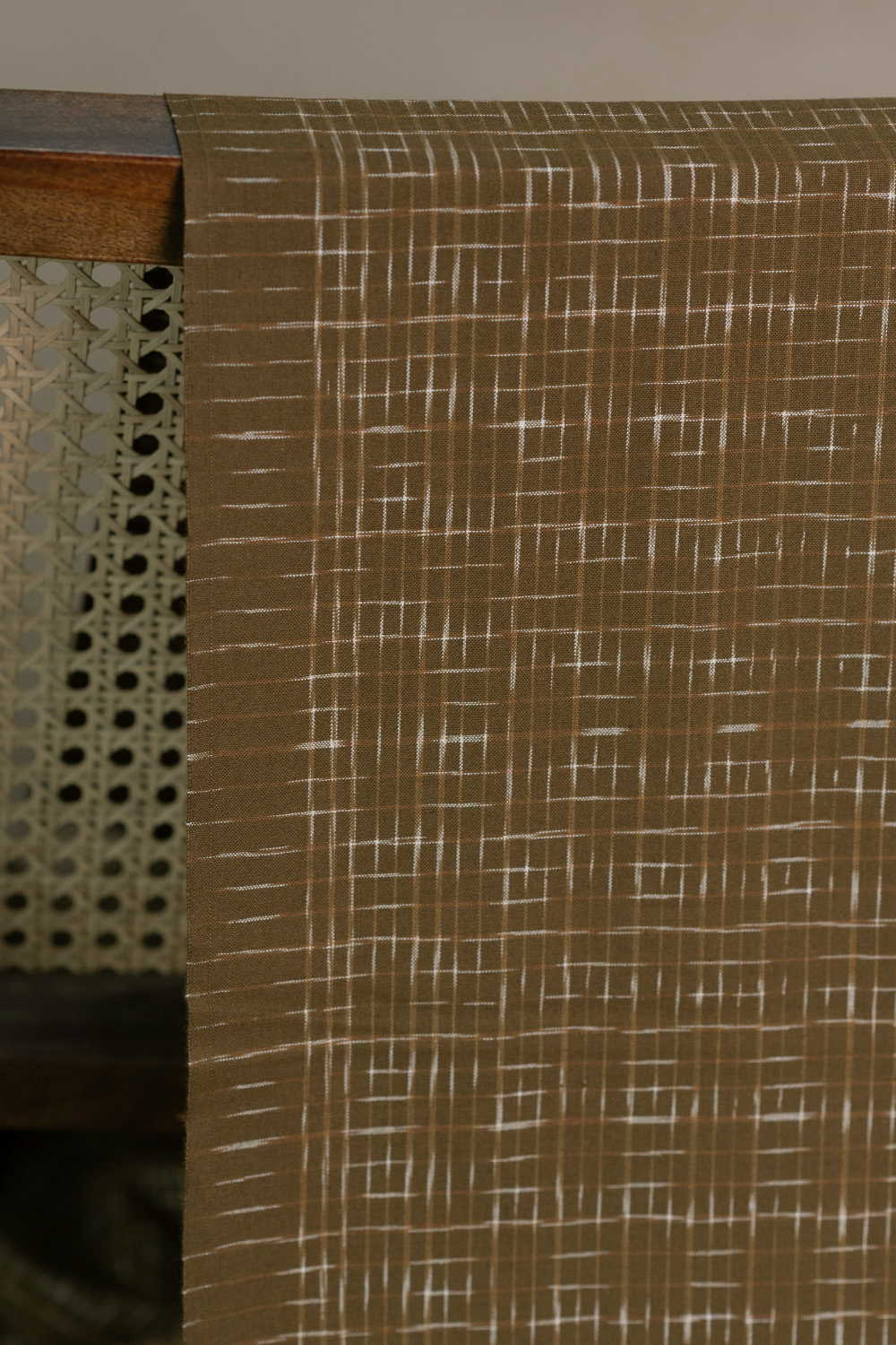 Olive Green Ikat Cotton Fabric - Image 2