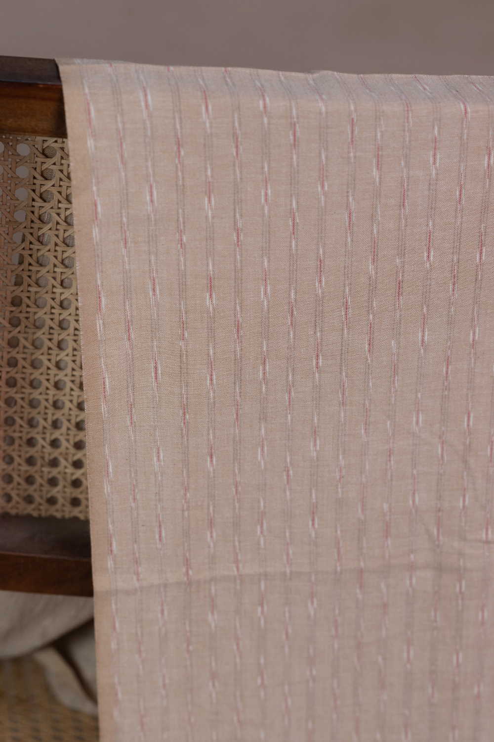 Cream Beige Ikat Cotton Fabric - Image 2