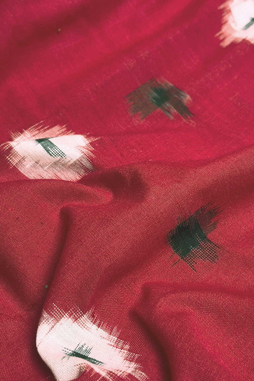Red Ikat Cotton Fabric - Image 3