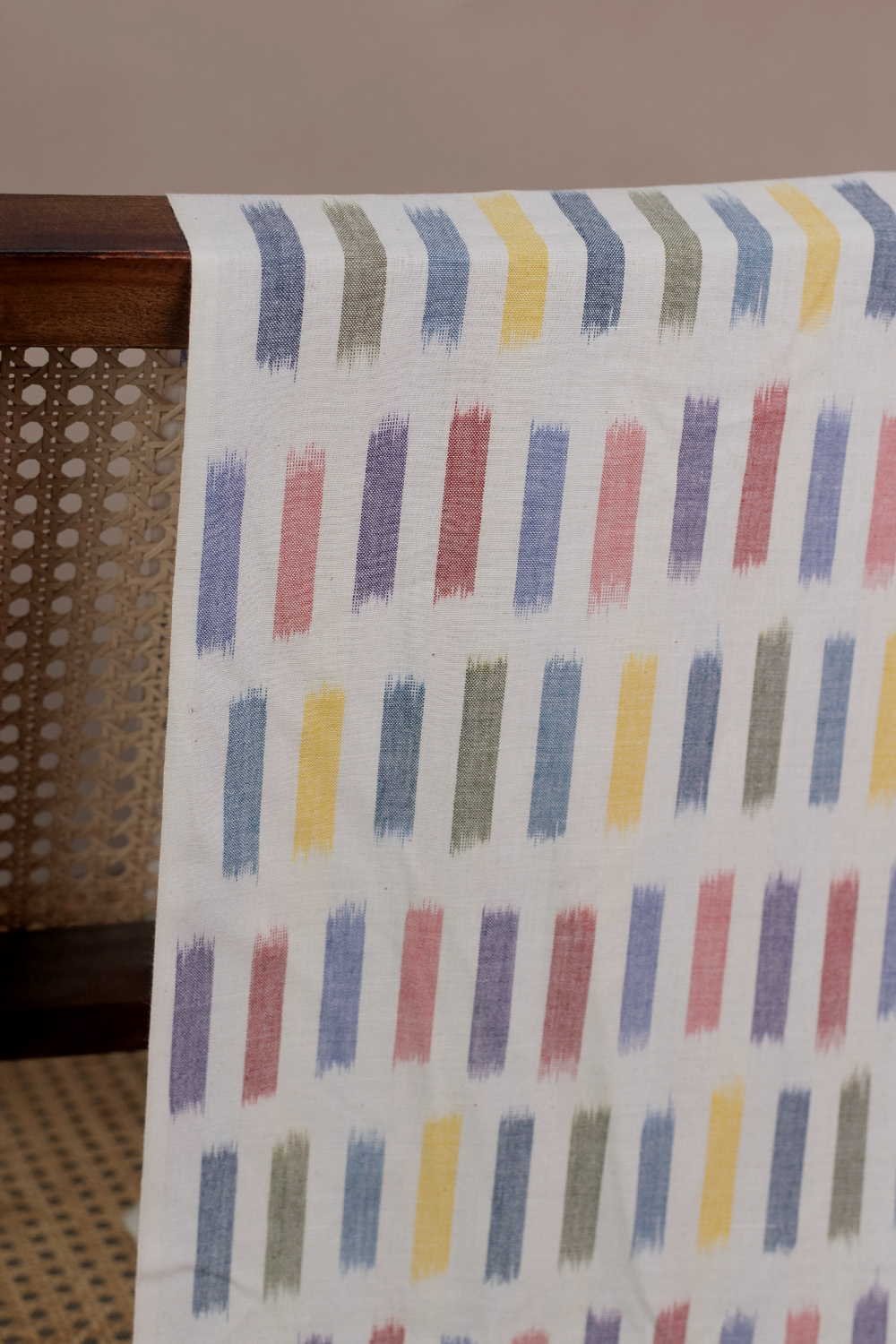 Color Swipe Pattern Ikat Cotton Fabric - Image 2