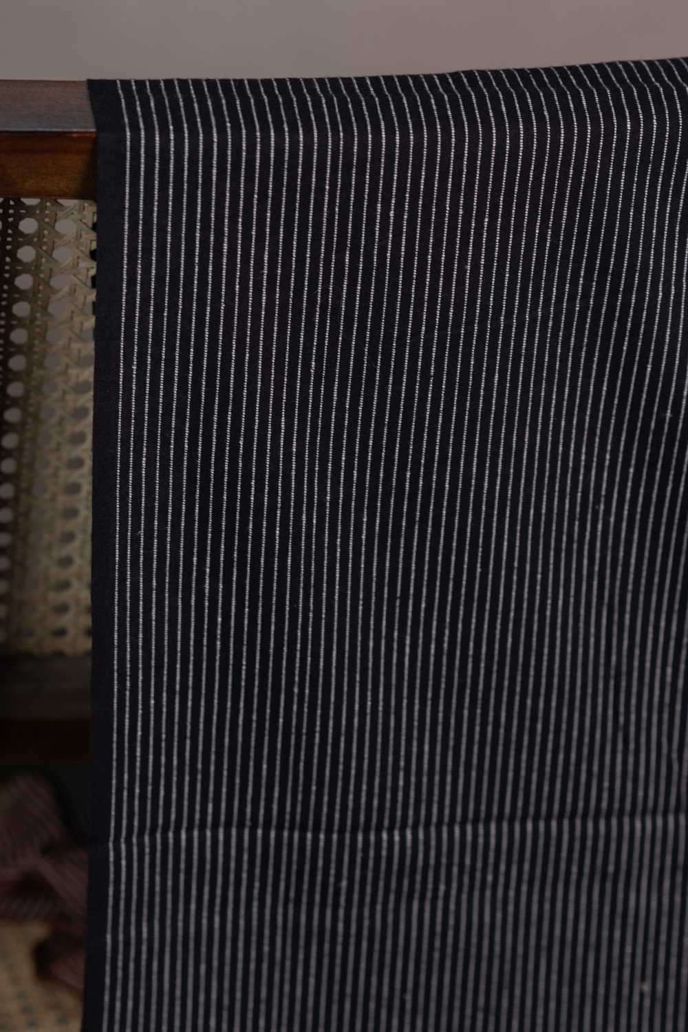 Black - Rib Stripe Yarn Dyed Ribbed Cotton Fabric - Image 3