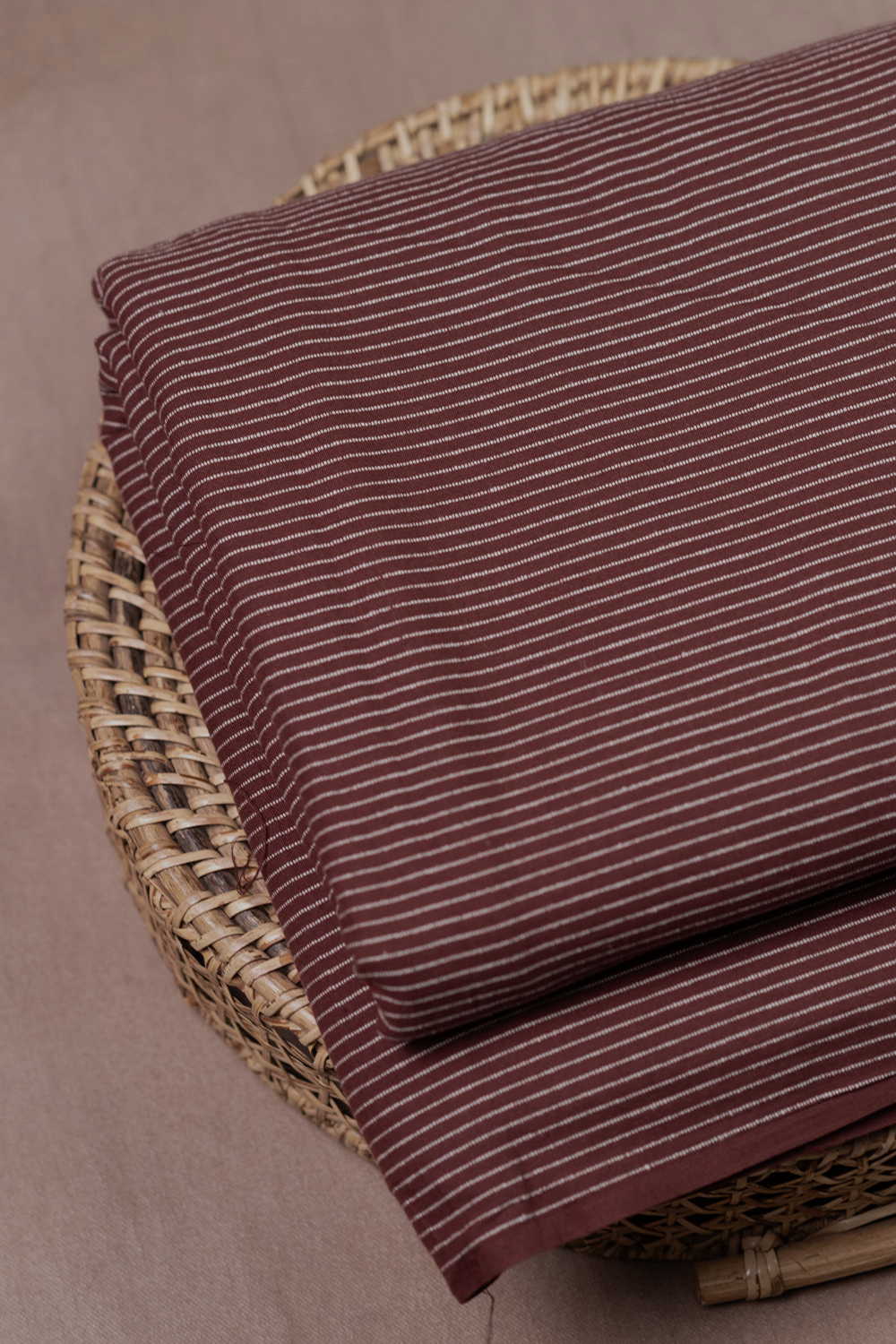 Rib Stripe - Brown Yarn Dyed Ribbed Cotton Fabric