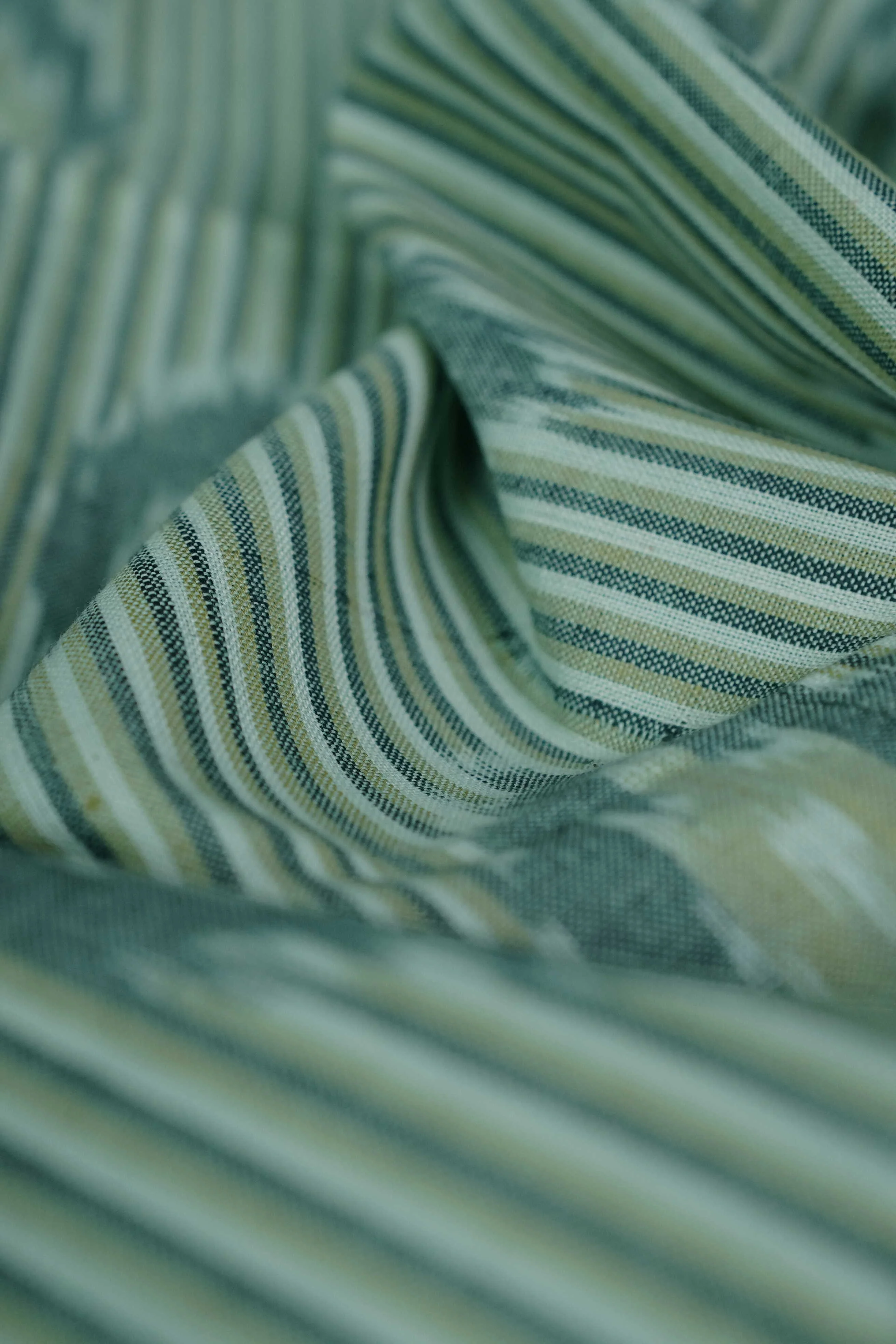 Green Mirage Ikat Cotton Fabric - Image 3