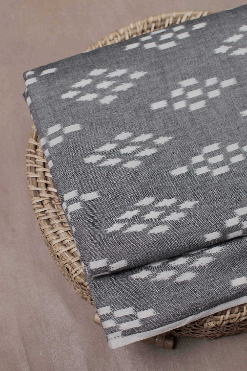 Cream Butta - Ash Grey Ikat Cotton Fabric
