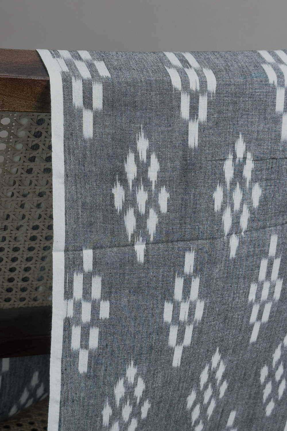 Cream Butta - Ash Grey Ikat Cotton Fabric - Image 2