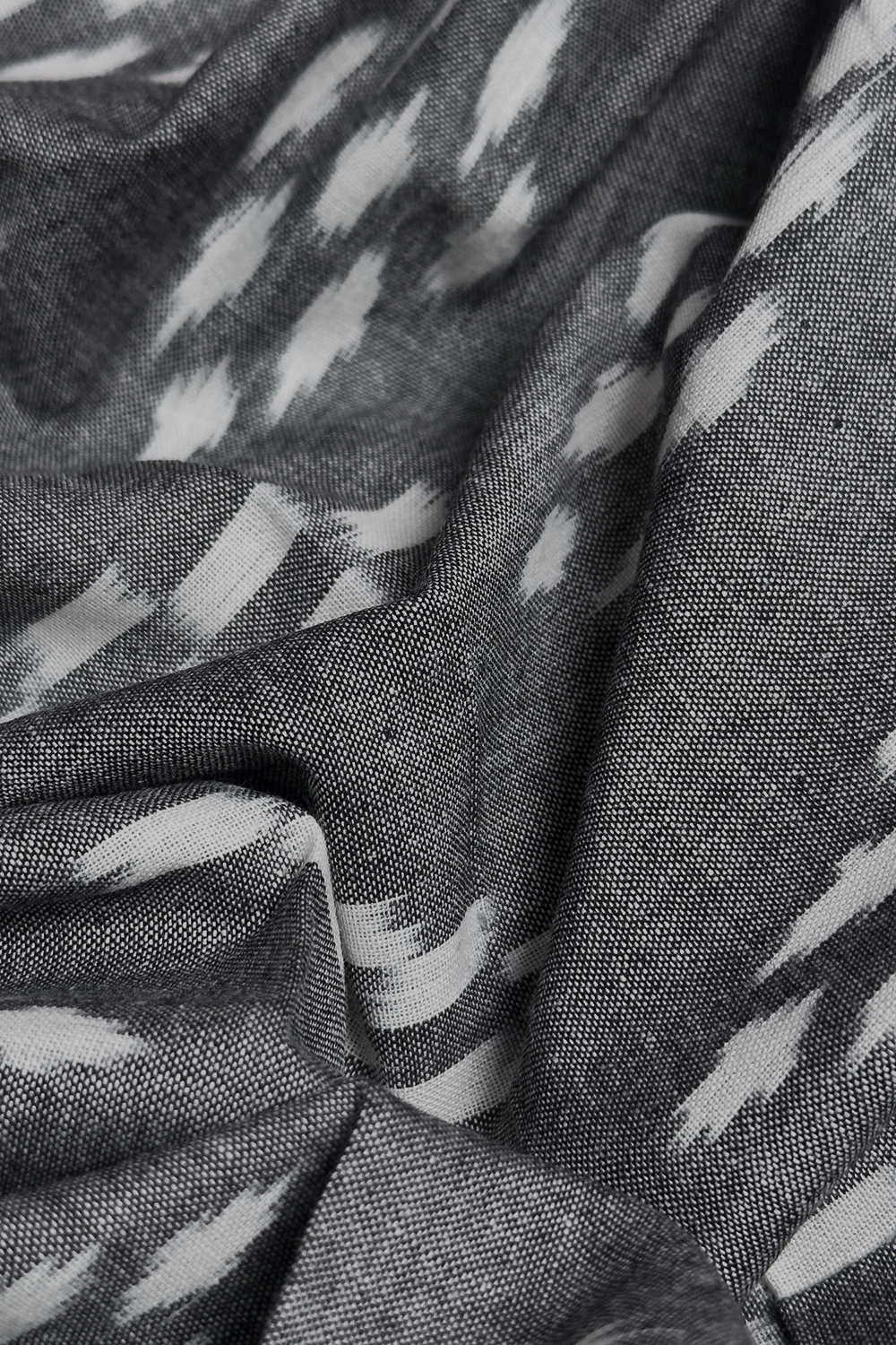 Cream Butta - Ash Grey Ikat Cotton Fabric - Image 3