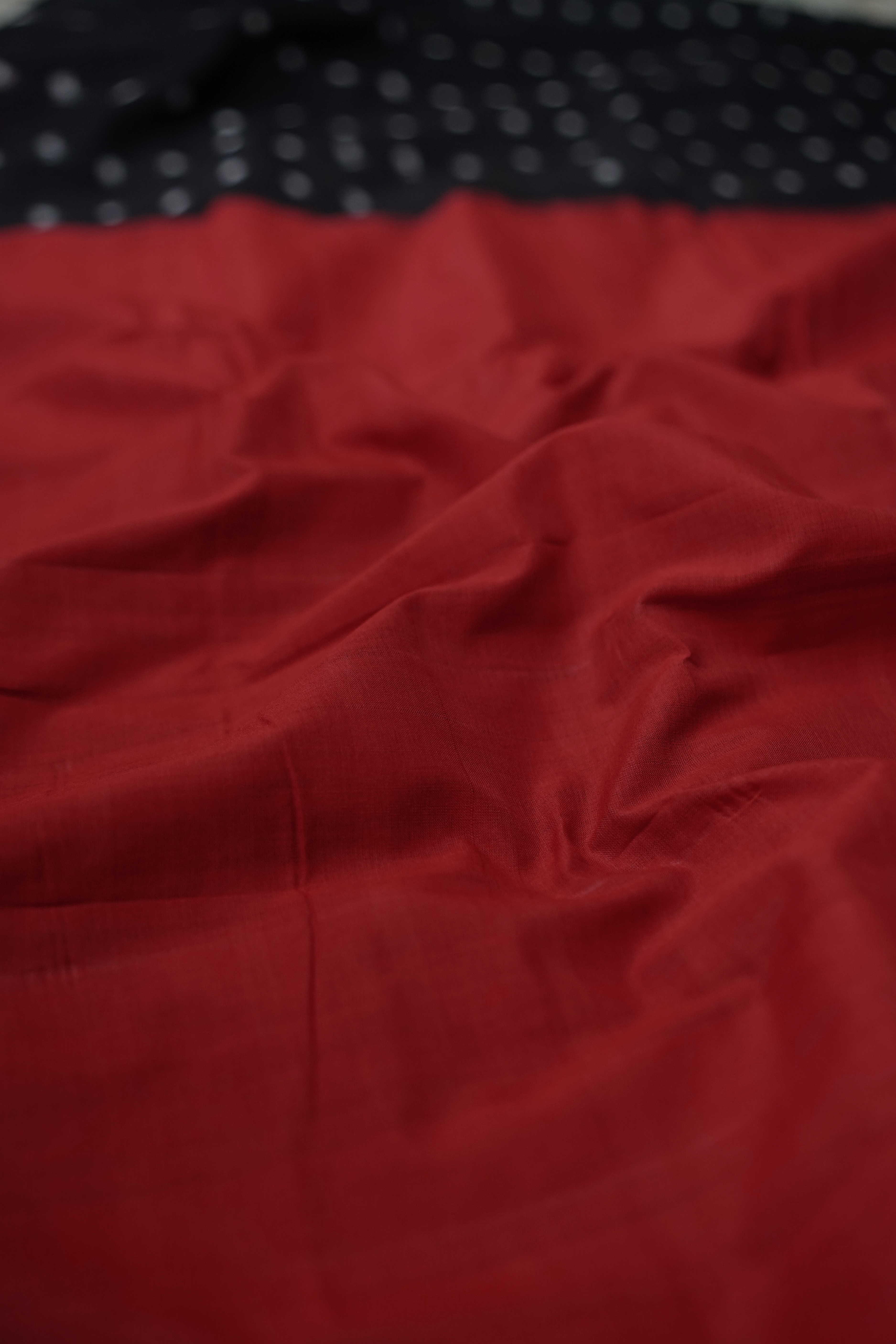 Black with Red Border Ikat Cotton saree - Image 3