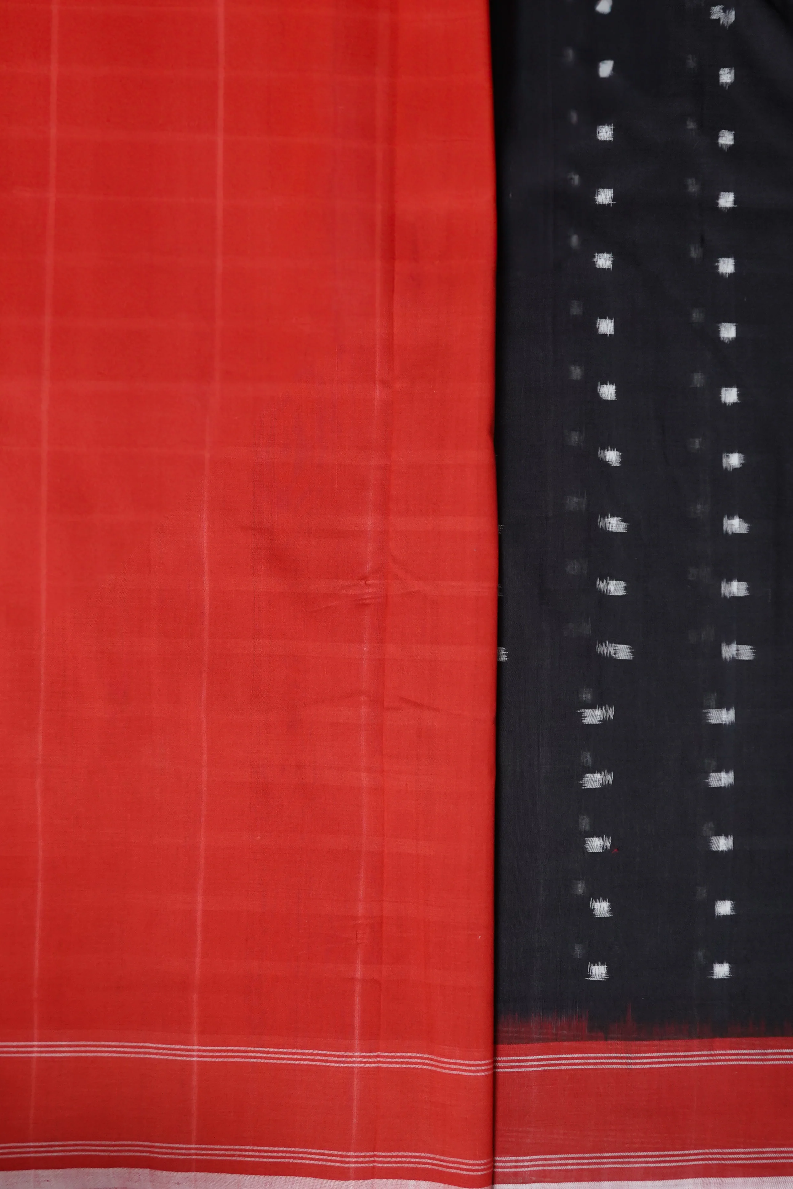 Black with Red Border Ikat Cotton saree - Image 4