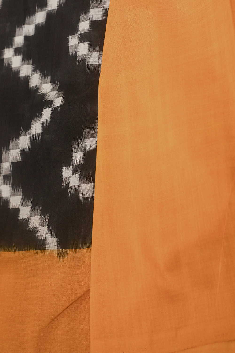 chevron on Black Ikat Cotton saree - Image 4