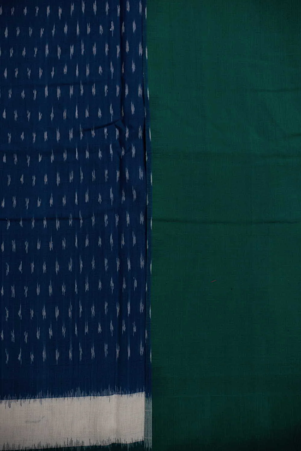 Tiny Butta on Blue Ikat Cotton saree - Image 4